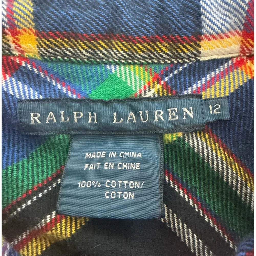 Ralph Lauren‎ Plaid Western Shirt Kids Size 12 Multi Color Flannel Snap Rodeo